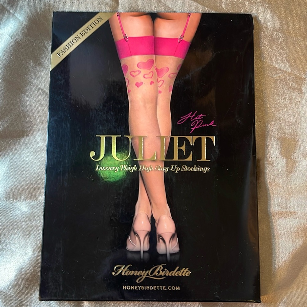 Honey Birdette Juliet Hot Pink Thigh High Stockings